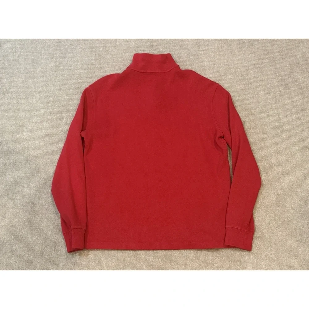 Polo Ralph Lauren Red Quarter Zip Mock Neck Pullover Blue Pony Sweatshirt Mens M
